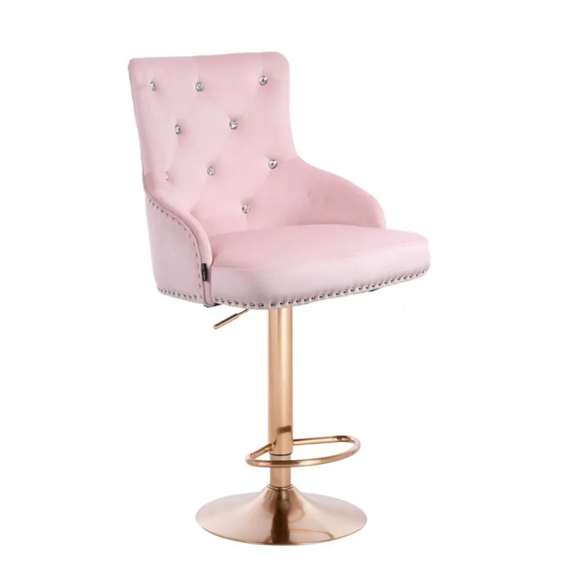 Barová stolička Marina Velur Gold Crystal Pink  Barové stoličky