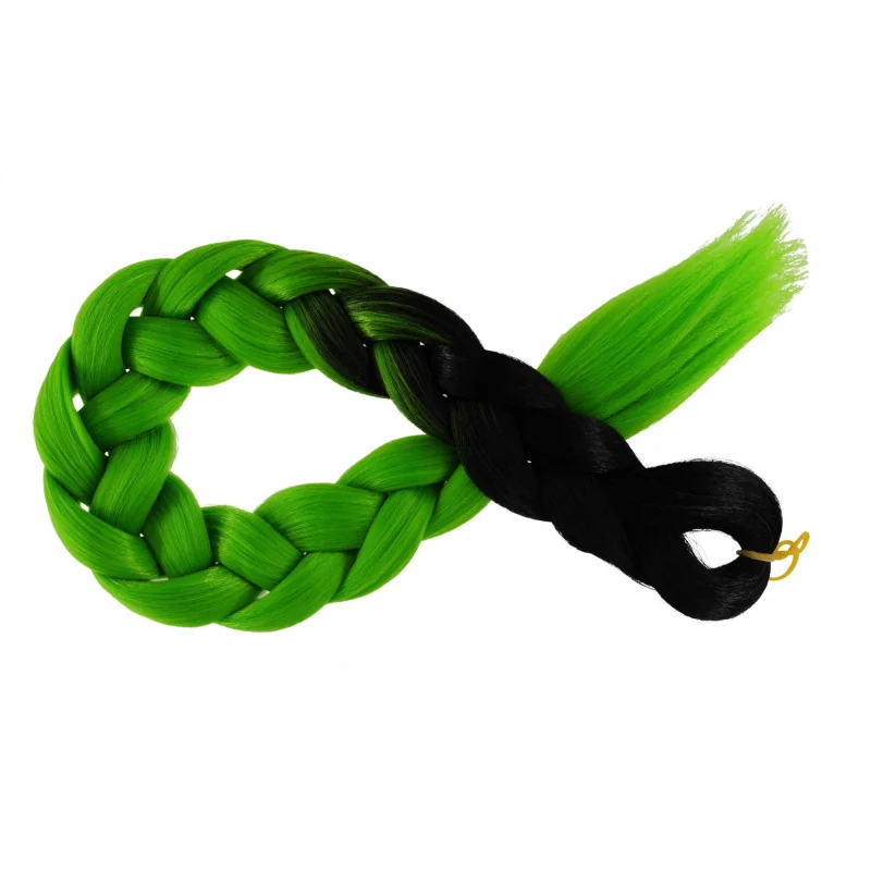 Kanekalon Čierna - Zelena neon Kanekalon dvojfarebný