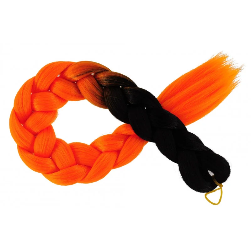 Kanekalon Čierna - Oranžova neon Kanekalon dvojfarebný