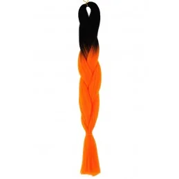 Kanekalon Čierna - Oranžova neon  Kanekalon dvojfarebný