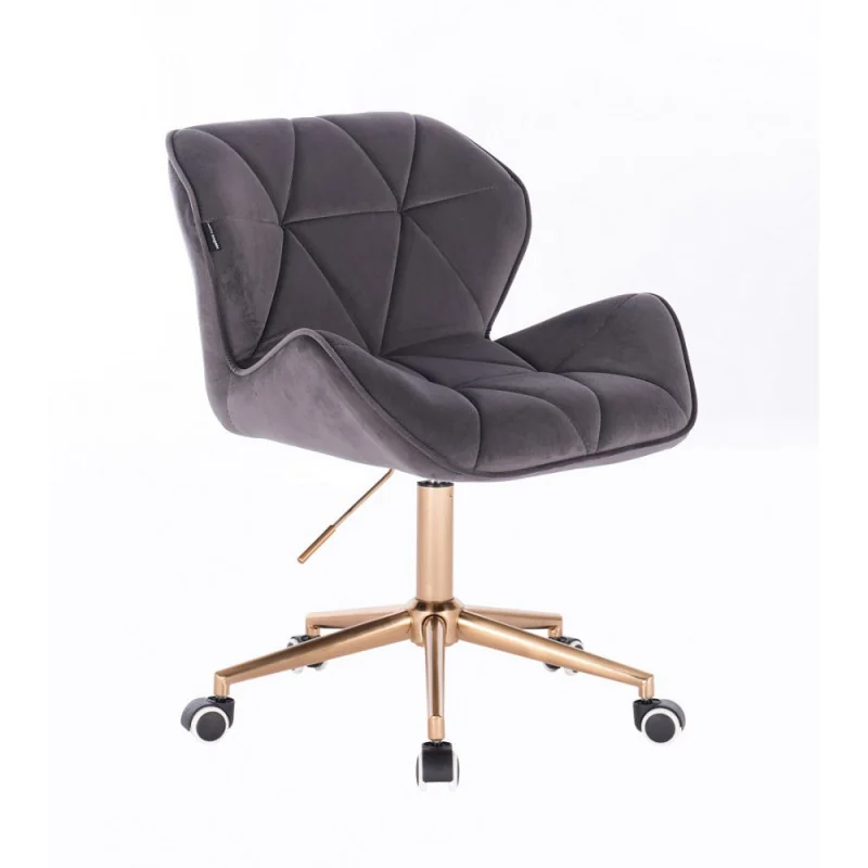 Kozmetická stolička Detail Velur Gold Grafit Kozmetické stoličky