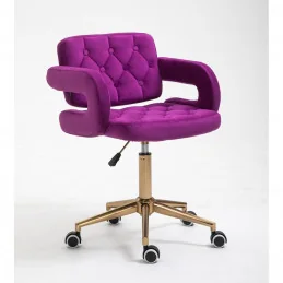 Kozmetická stolička Melisa velur Gold Fuksia Kozmetické stoličky