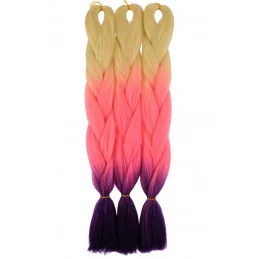 Kanekalon Blond - ružova - tmavo fialova Kanekalon trojfarebný