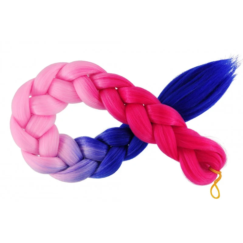 Kanekalon Tmavo ružova - jasna ružova - modra Kanekalon trojfarebný