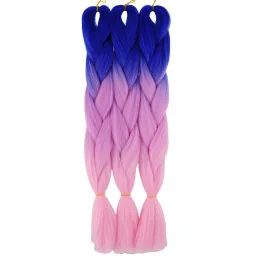 Kanekalon Modra - fialova - jasna ružova Kanekalon trojfarebný