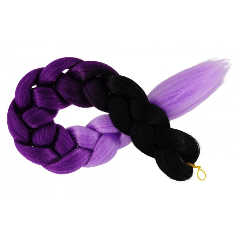 Kanekalon Čierna - tmavo fialova - jasna fialova Kanekalon trojfarebný