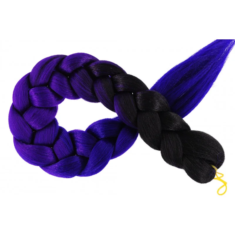 Kanekalon Čierna - tmavo fialova - granatova Kanekalon trojfarebný