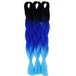 Kanekalon Čierna - tmavo modra - jasna modra Kanekalon trojfarebný