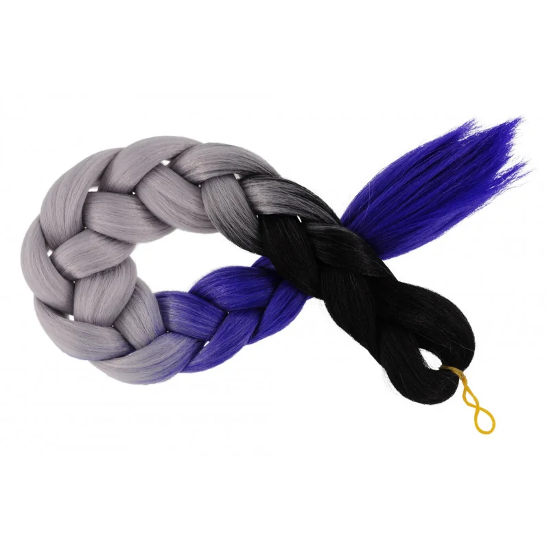 Kanekalon Čierna - siva - modra Kanekalon trojfarebný