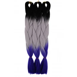 Kanekalon Čierna - siva - modra Kanekalon trojfarebný