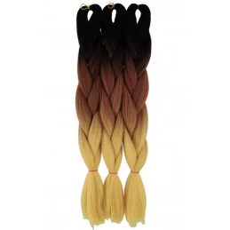 Kanekalon Čierna - hneda - blond Kanekalon trojfarebný