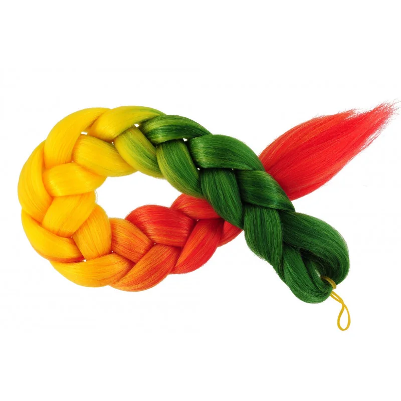 Kanekalon Zelena - žlta - pomarančova Kanekalon trojfarebný