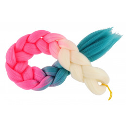 Kanekalon Blond - neon pink - tyrkysova  Kanekalon trojfarebný