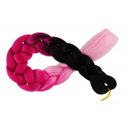 Kanekalon Čierna - malina - baby pink  Kanekalon trojfarebný