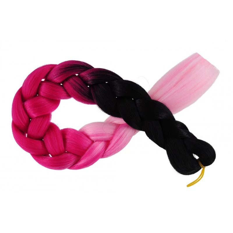 Kanekalon Čierna - malina - baby pink Kanekalon trojfarebný