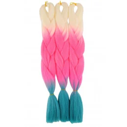Kanekalon Blond - neon pink - tyrkysova Kanekalon trojfarebný