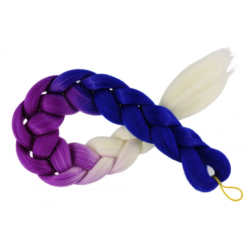 Kanekalon Tmavo modra - fuksia - perlova blond Kanekalon trojfarebný