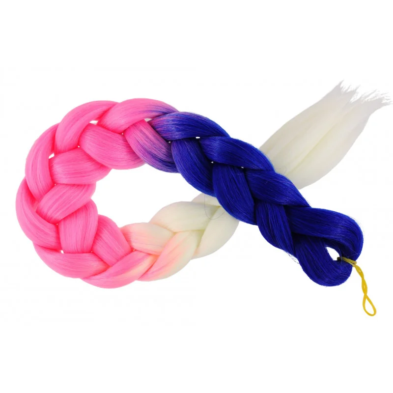 Kanekalon Tmavo modra - neon pink - perlova blond Kanekalon trojfarebný