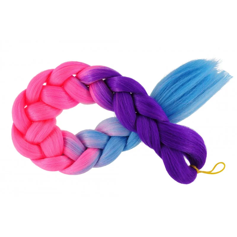 Kanekalon Fialova neon - ružova neon - sky blue Kanekalon trojfarebný