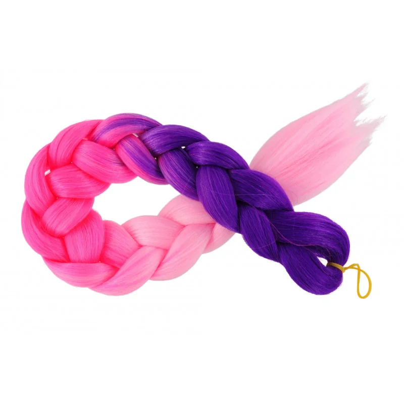 Kanekalon Fialova neon - ružova neon - baby pink Kanekalon trojfarebný