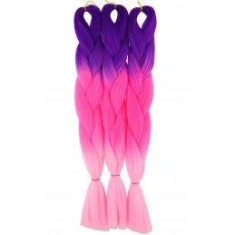 Kanekalon Fialova neon - ružova neon - baby pink Kanekalon trojfarebný