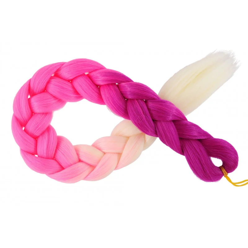 Kanekalon Fuksia neon - ružova neon - perlova blond Kanekalon trojfarebný