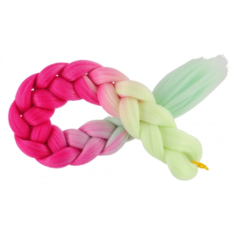 Kanekalon Limetka - tmava ružova - mätova Kanekalon trojfarebný