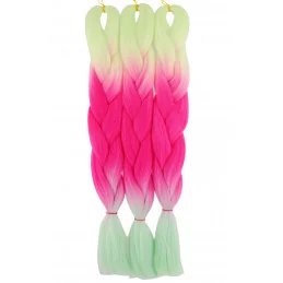 Kanekalon Limetka - tmava ružova - mätova Kanekalon trojfarebný