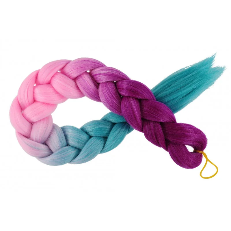 Kanekalon Fuksia neon - baby pink - tyrkysova Kanekalon trojfarebný