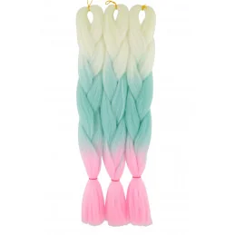 Kanekalon Perlova blond - mäta - baby pink Kanekalon trojfarebný