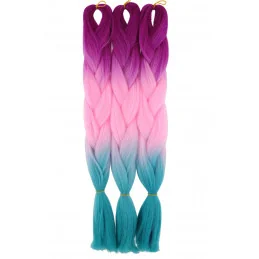 Kanekalon Fuksia neon - baby pink - tyrkysova Kanekalon trojfarebný