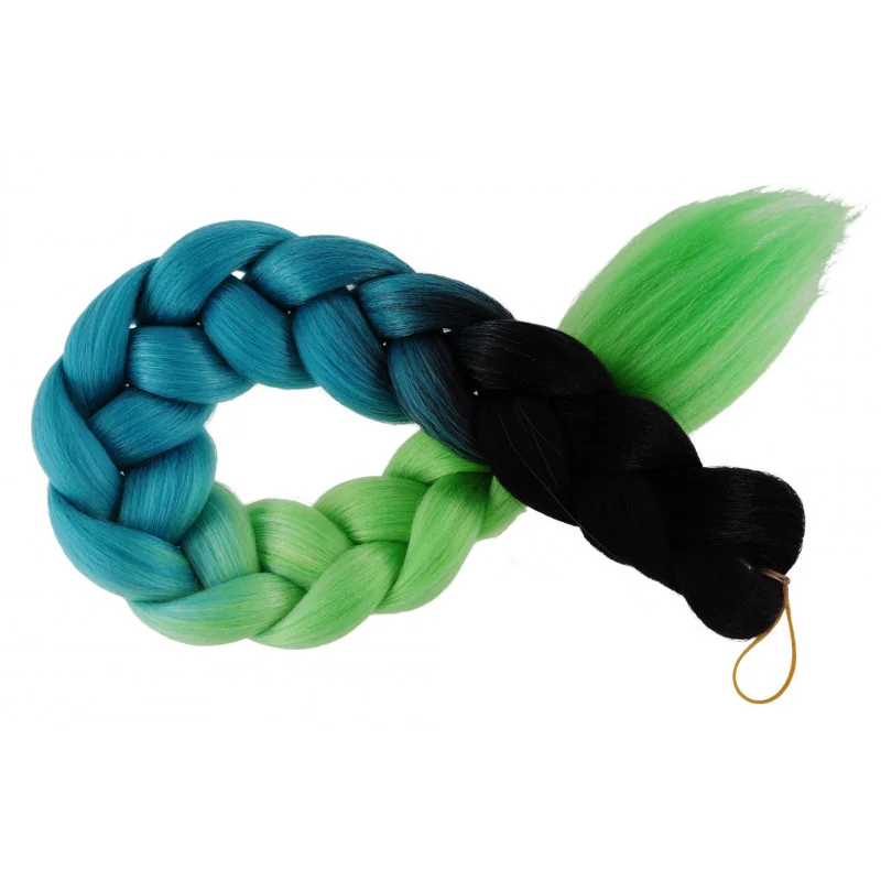 Kanekalon Čierna - tyrkysova - zelena Kanekalon trojfarebný