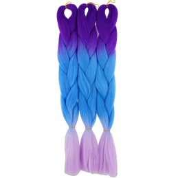 Kanekalon Tmavo fialova - sky blue - lila Kanekalon trojfarebný