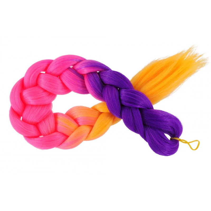 Kanekalon Fialova neon - ružova neon - pomarančova Kanekalon trojfarebný