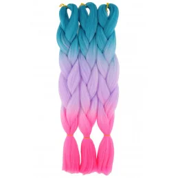 Kanekalon Tyrkysova - pastel fialova - neon ružova Kanekalon trojfarebný