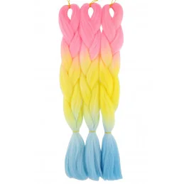 Kanekalon Pastel ružova -žlta - pastel modra Kanekalon trojfarebný