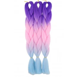 Kanekalon Jasna fialova - baby pink - pastel modra Kanekalon trojfarebný