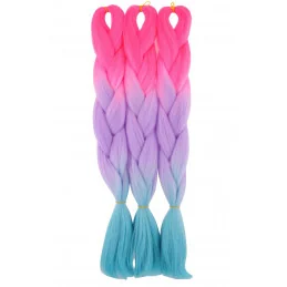 Kanekalon Neon pink - pudrovo fialova - modra Kanekalon trojfarebný