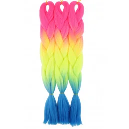 Kanekalon Neon ružova - neon žlta - sky blue Kanekalon trojfarebný