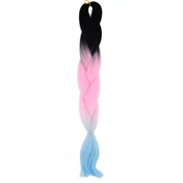 Kanekalon Čierna - baby pink - pastel modra Kanekalon trojfarebný