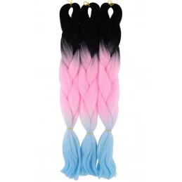 Kanekalon Čierna - baby pink - pastel modra Kanekalon trojfarebný