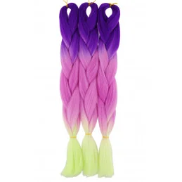 Kanekalon Neon fialova - amarant - limetka Kanekalon trojfarebný