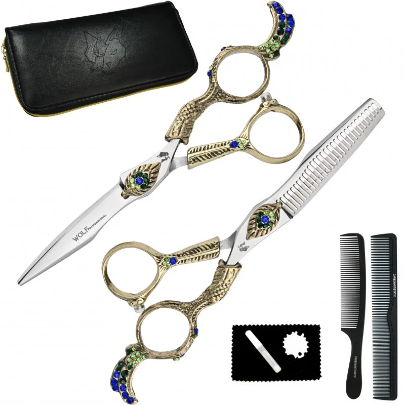 Sada kaderníckych nožníc Wolf Professional Silver Flame 5,5
