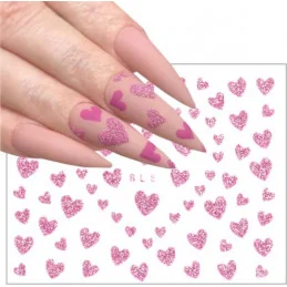 Glitrové srdiečka na nechty Light Pink