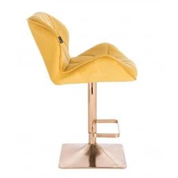 Barová stolička Detail Velur Yelow Gold Kvadrat