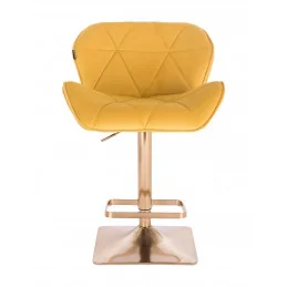 Barová stolička Detail Velur Yelow Gold Kvadrat