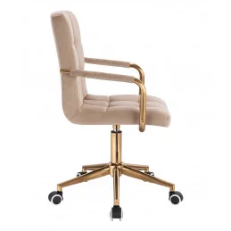 Pracovná stolička na kolieskach Lili Gold Velur Cappuccino