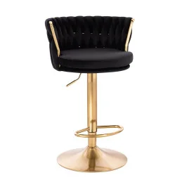 Barová otočná stolička Baroko velur Čierne more