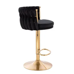 Barová otočná stolička Baroko velur Čierne more