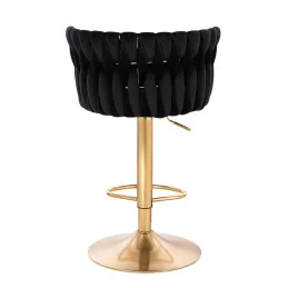 Barová otočná stolička Baroko velur Čierne more